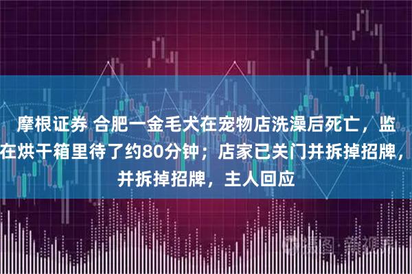 摩根证券 合肥一金毛犬在宠物店洗澡后死亡，监控显示狗在烘干箱里待了约80分钟；店家已关门并拆掉招牌，主人回应